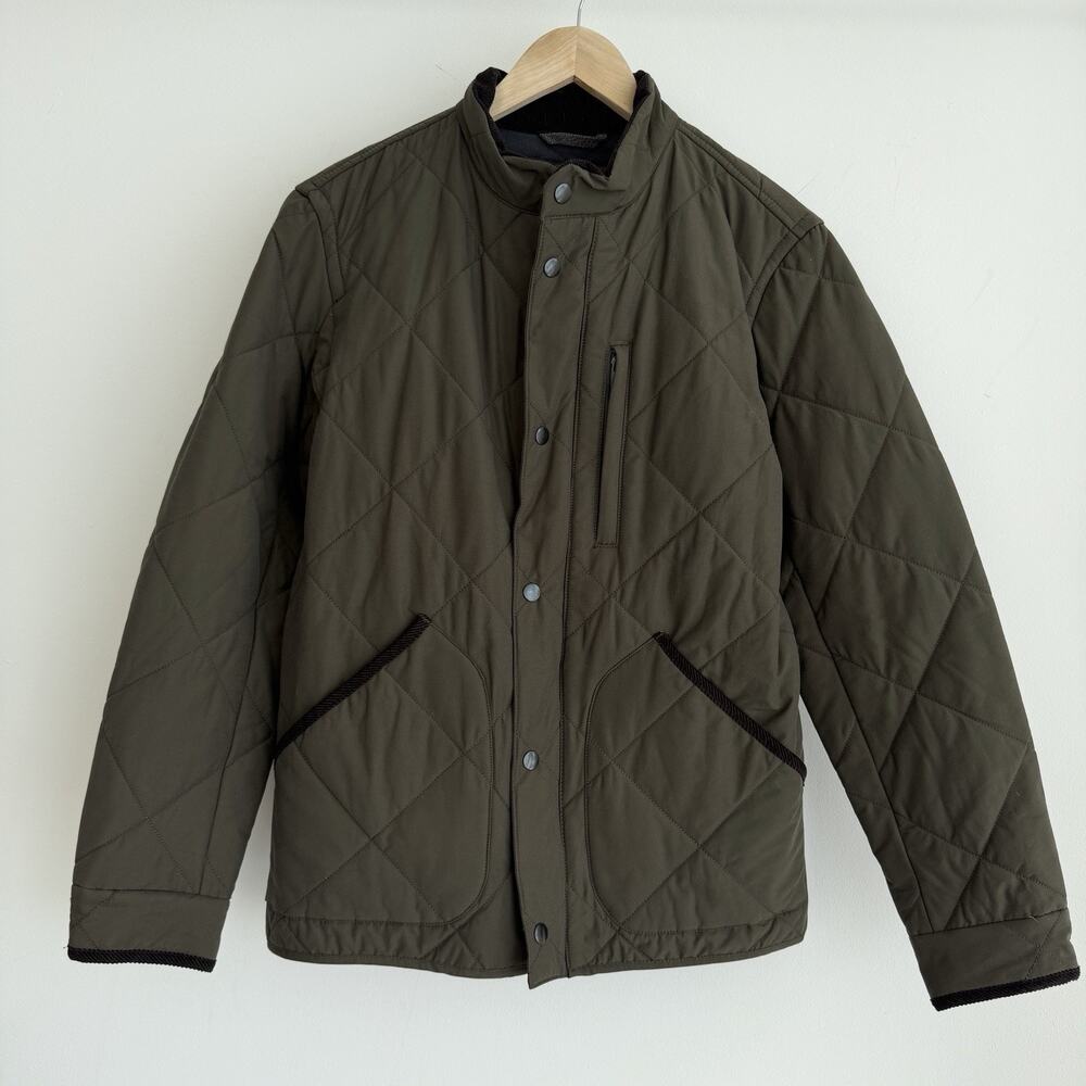 J Crew Sussex Quilted Jacket Mens Small Green Olive Field Primaloft‎ Corduroy